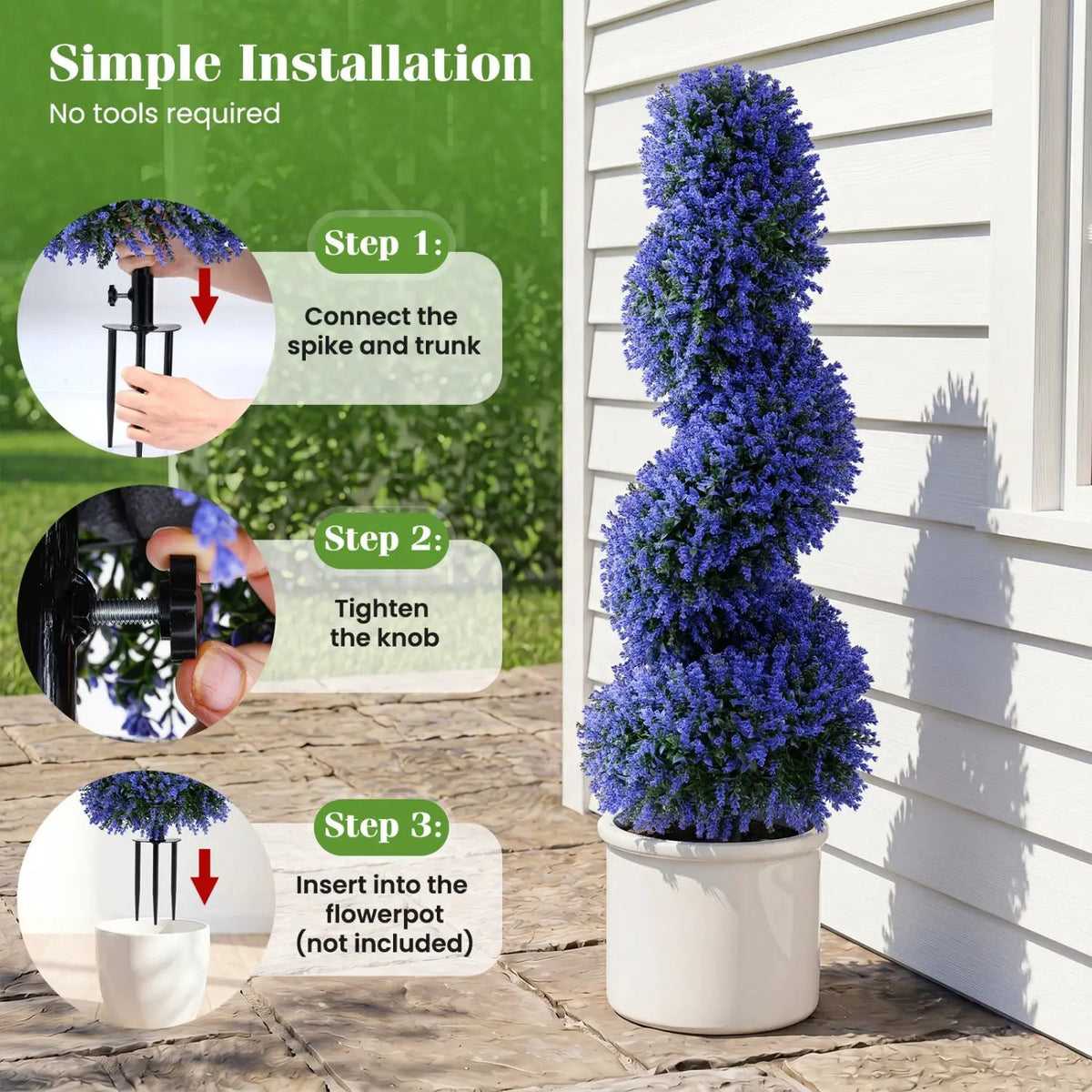 Artificial Spiral Topiary Trees 36" with Ground Spikes Set of 2, photo 15 of 16