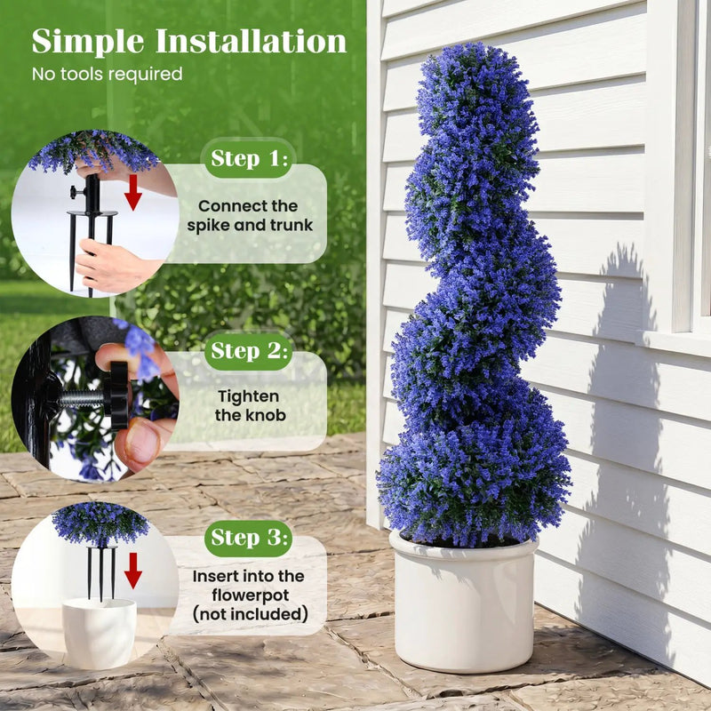Artificial Spiral Topiary Trees 36" with Ground Spikes Set of 2 by DirectDeals