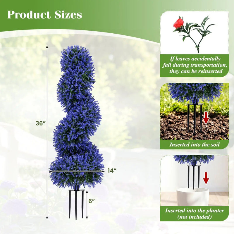 Artificial Spiral Topiary Trees 36" with Ground Spikes Set of 2 by DirectDeals