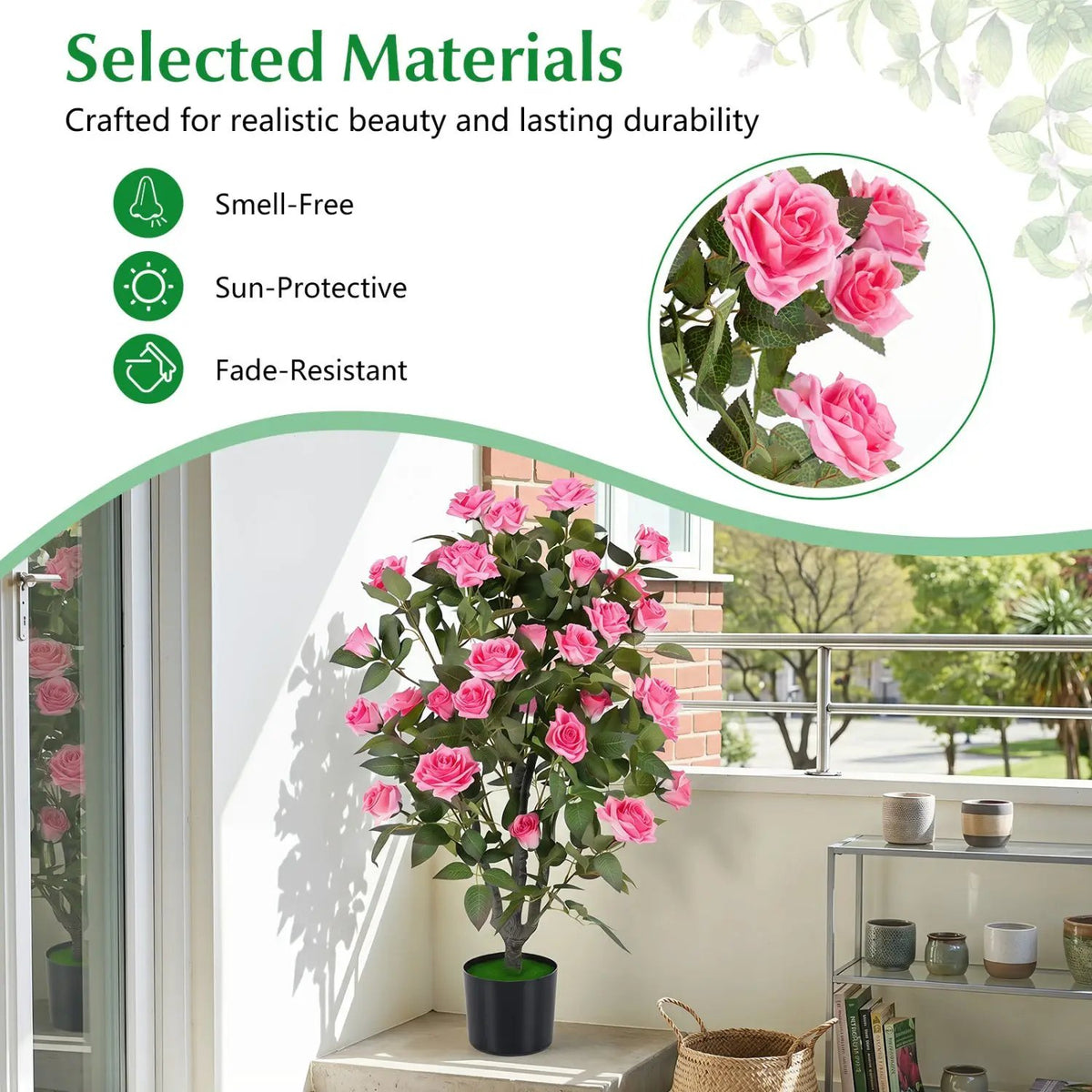 Artificial Rose Tree with Blooming Flowers - Set of 2, photo 13 of 16