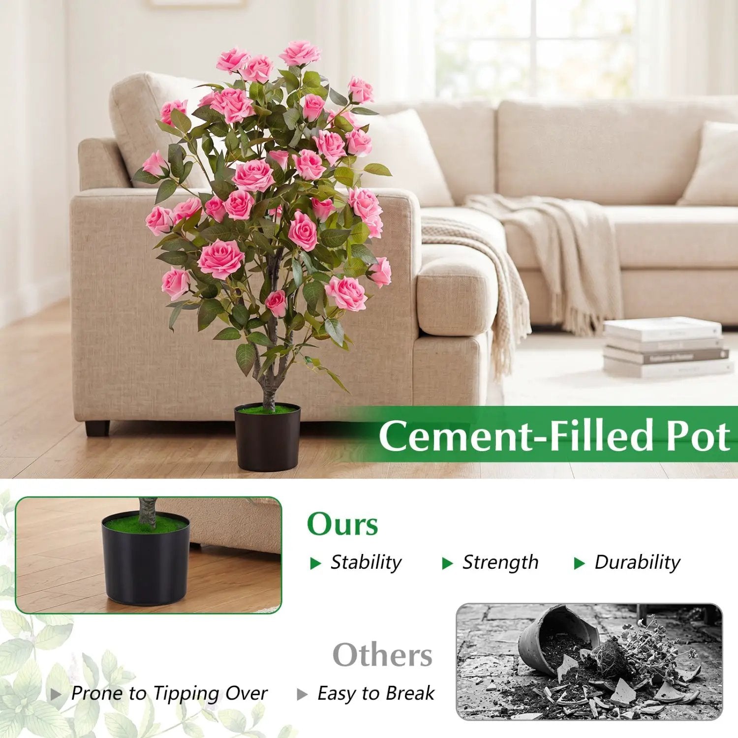 Artificial Rose Tree with Blooming Flowers - Set of 2 by DirectDeals
