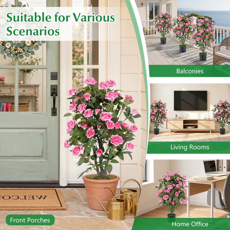 Artificial Rose Tree with Blooming Flowers - Set of 2 by DirectDeals