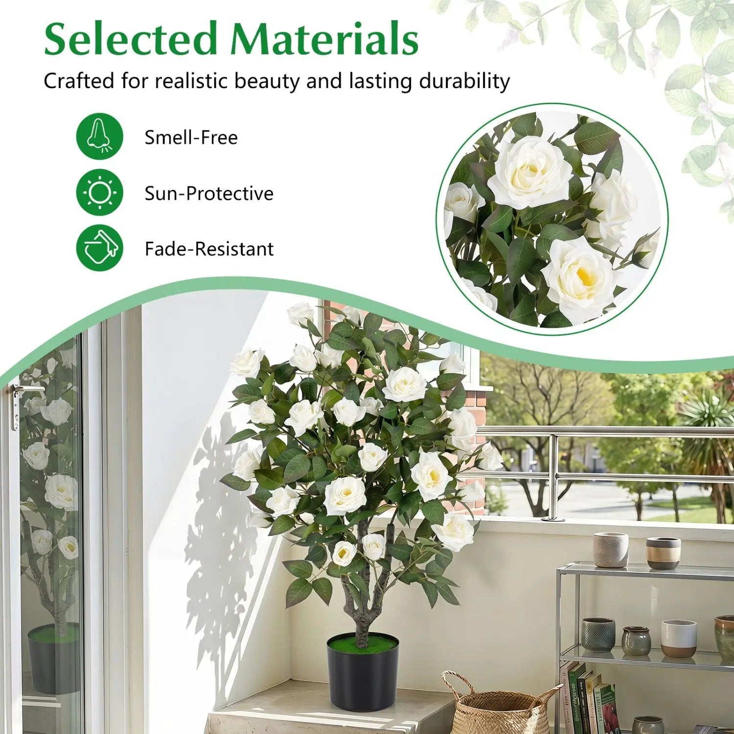Artificial Rose Tree with Blooming Flowers - Set of 2 by DirectDeals