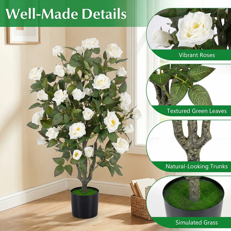 Artificial Rose Tree with Blooming Flowers - Set of 2 by DirectDeals