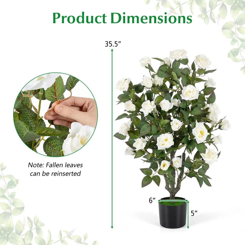 Artificial Rose Tree with Blooming Flowers - Set of 2 by DirectDeals