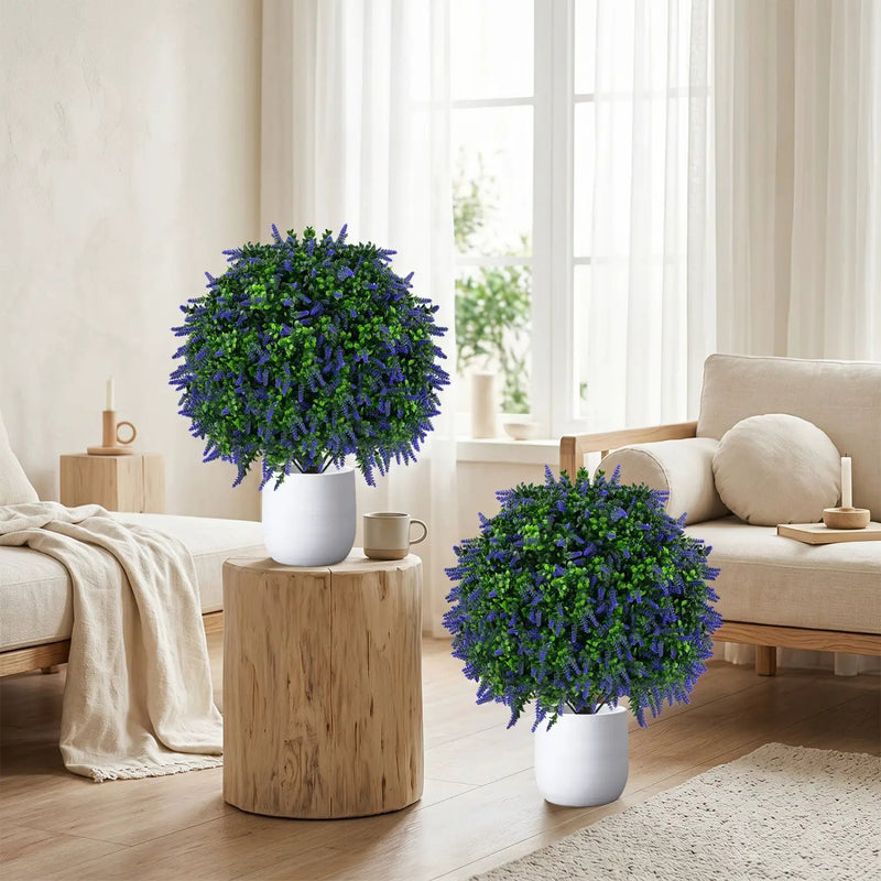 Artificial Lavender Topiary Ball Trees 22 Inch Set of 2 by DirectDeals