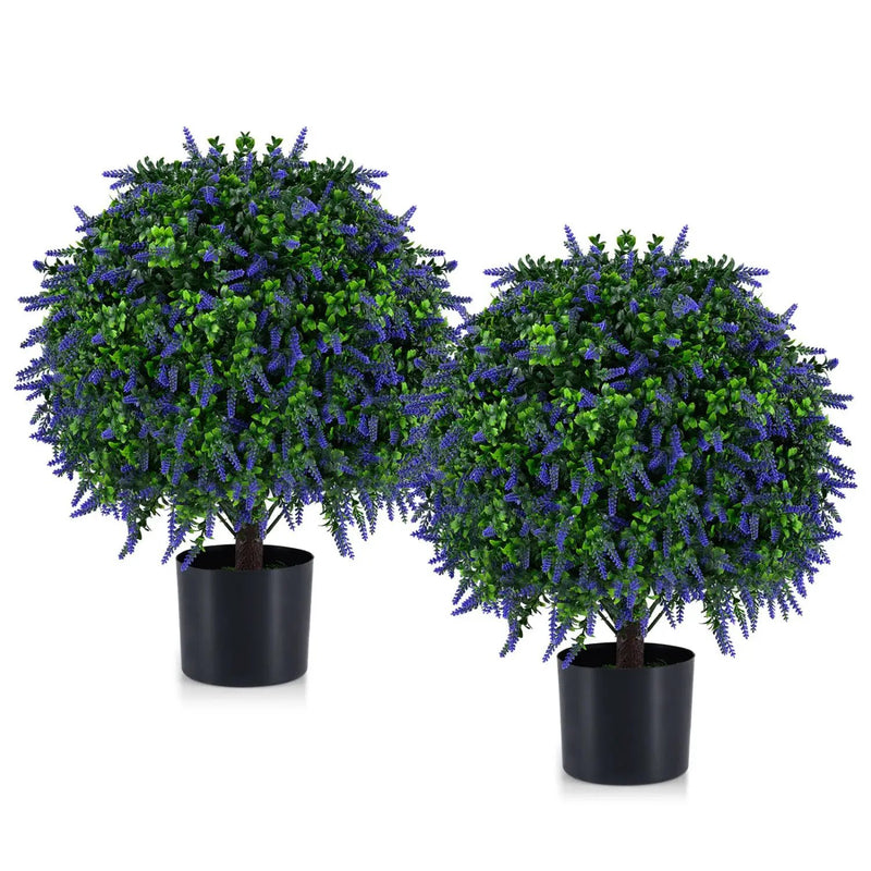 Artificial Lavender Topiary Ball Trees 22 Inch Set of 2 by DirectDeals