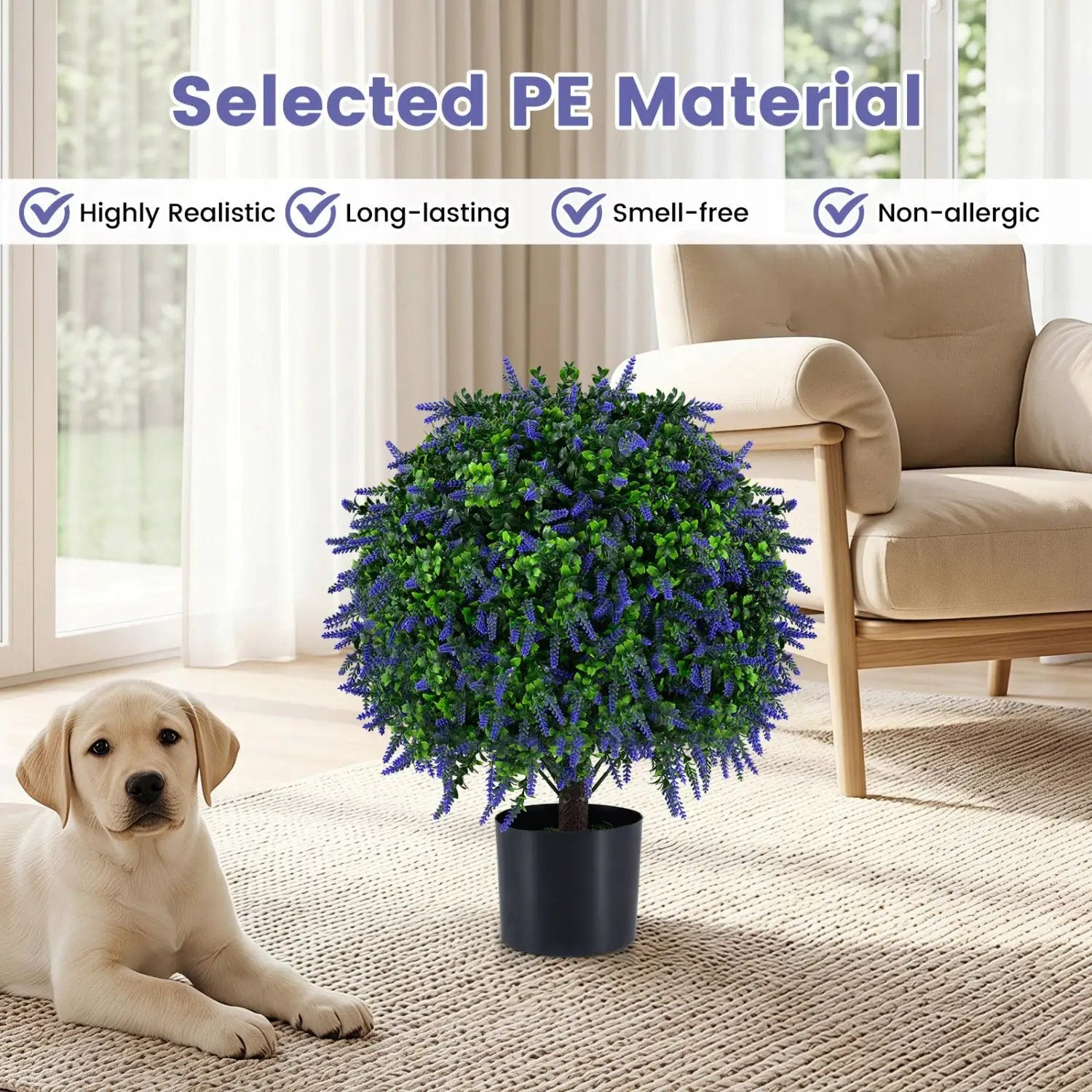 Artificial Lavender Topiary Ball Trees 22 Inch Set of 2 by DirectDeals