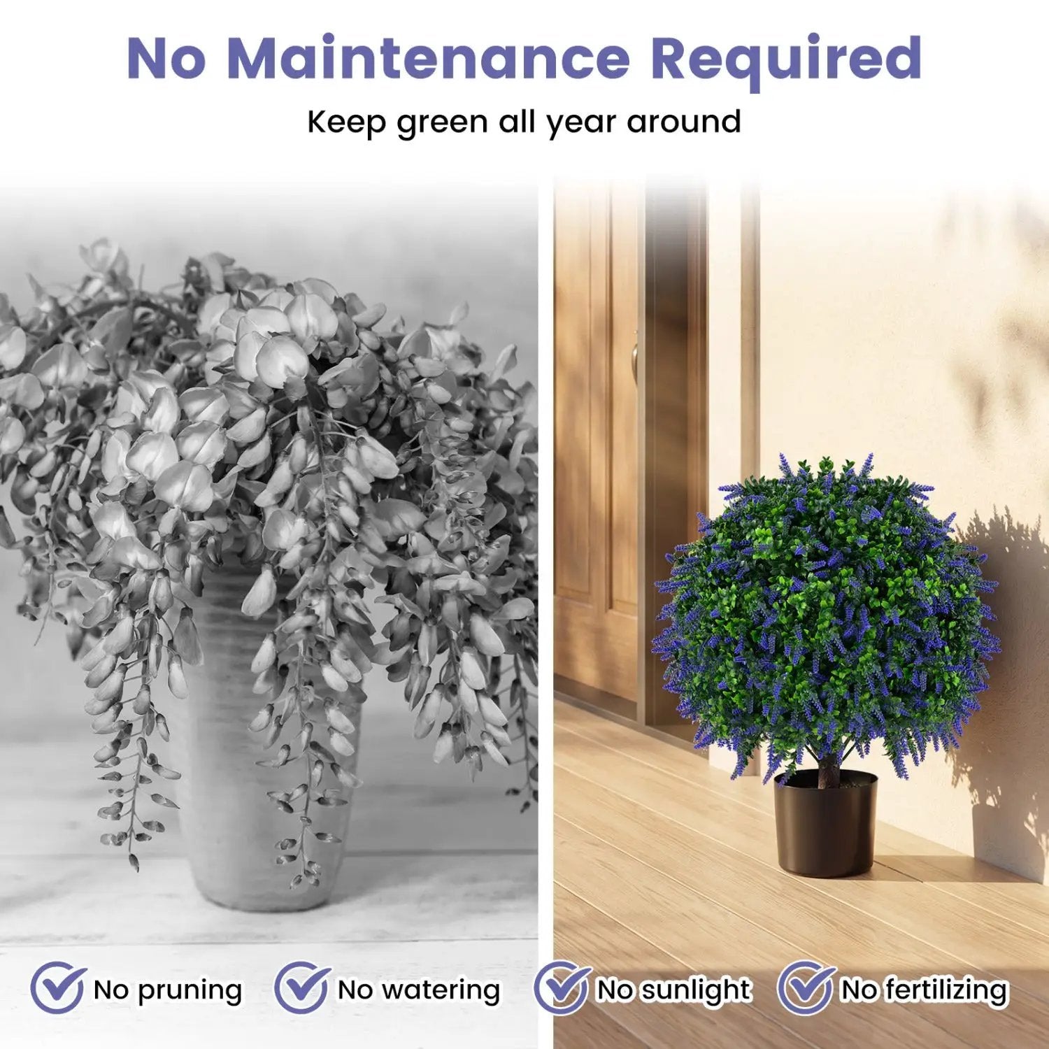 Artificial Lavender Topiary Ball Trees 22 Inch Set of 2 by DirectDeals