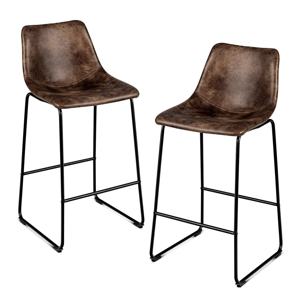 Set of 2 Bar Stool Faux Suede Upholstered Chairs, photo 5 of 16