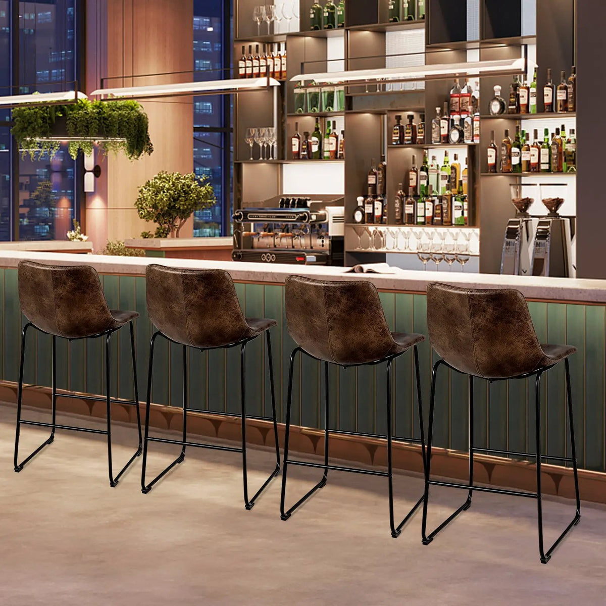 Set of 2 Bar Stool Faux Suede Upholstered Chairs, photo 3 of 16