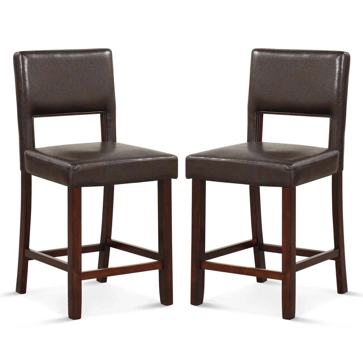 2 Piece Bar Chair Set with Hollowed Back and Rubber Wood Legs, photo 9 of 10