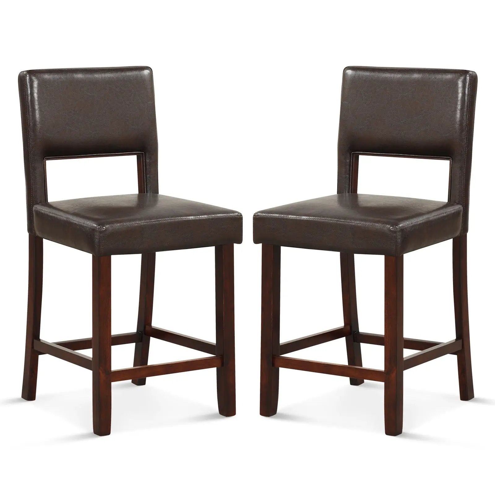 2 Piece Bar Chair Set with Hollowed Back and Rubber Wood Legs by DirectDeals