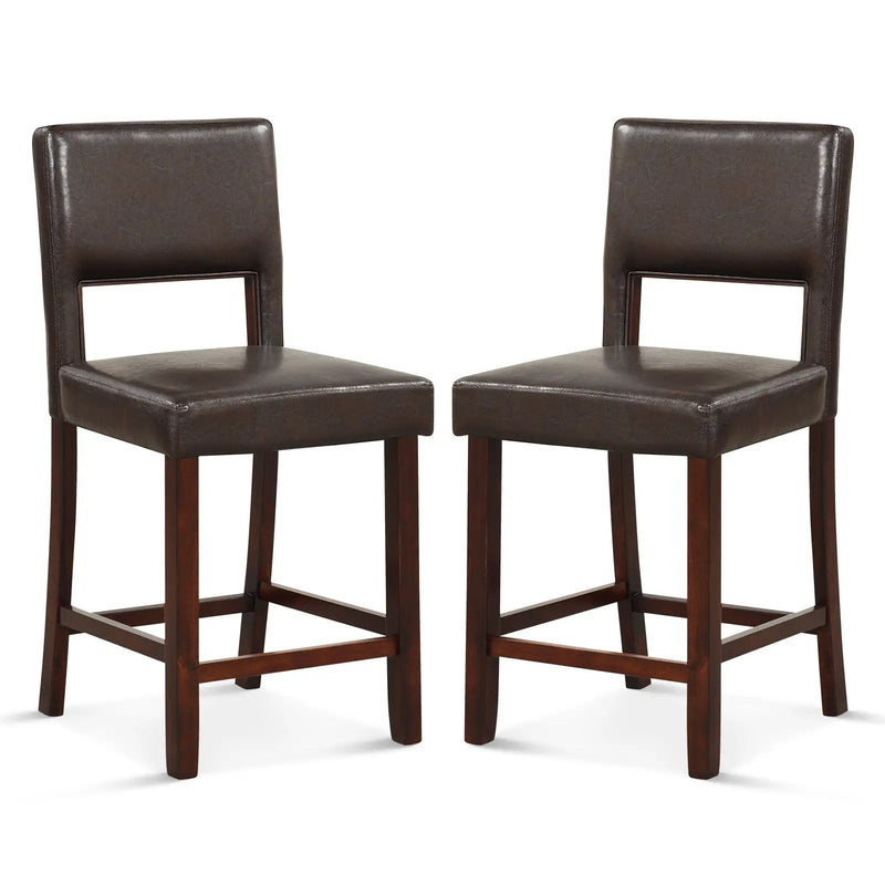 2 Piece Bar Chair Set with Hollowed Back and Rubber Wood Legs by DirectDeals