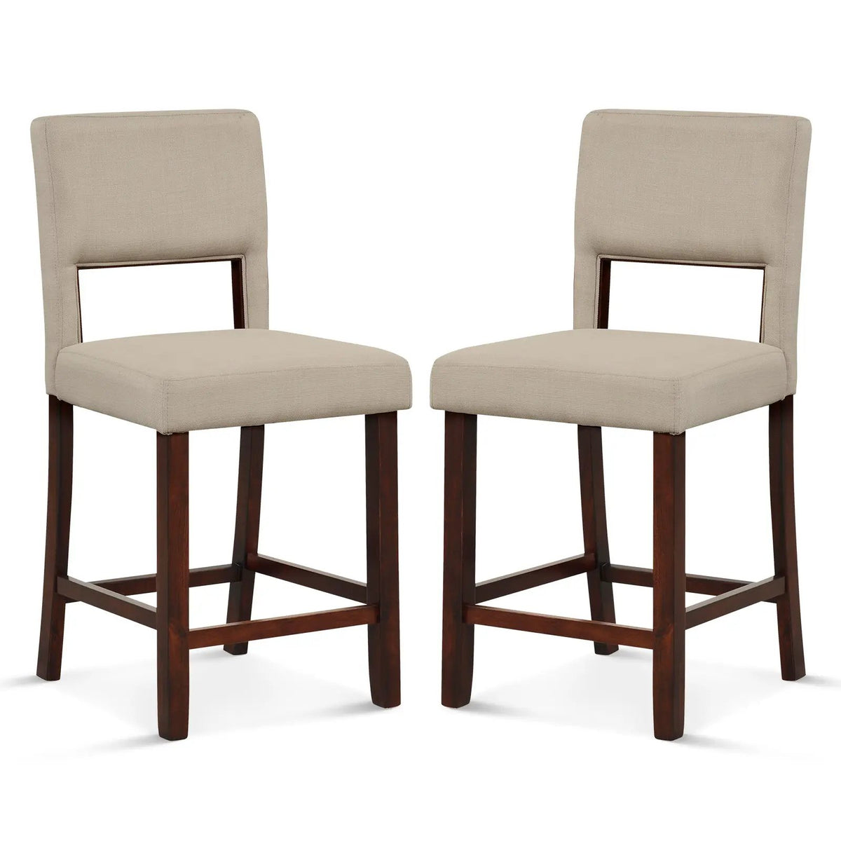 2 Piece Bar Chair Set with Hollowed Back and Rubber Wood Legs, photo 3 of 10