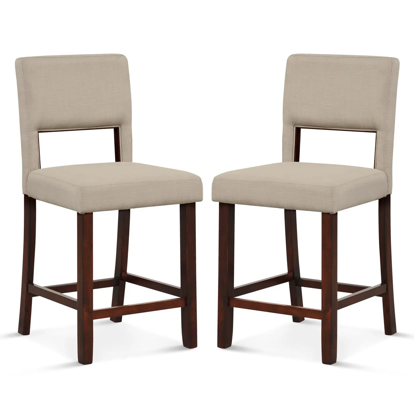 2 Piece Bar Chair Set with Hollowed Back and Rubber Wood Legs by DirectDeals