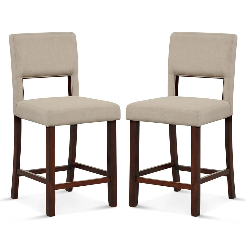 2 Piece Bar Chair Set with Hollowed Back and Rubber Wood Legs by DirectDeals