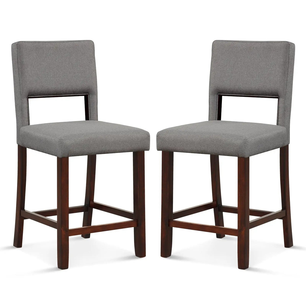 2 Piece Bar Chair Set with Hollowed Back and Rubber Wood Legs, photo 10 of 10