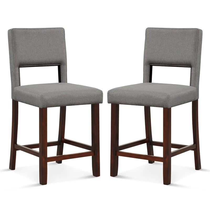 2 Piece Bar Chair Set with Hollowed Back and Rubber Wood Legs by DirectDeals