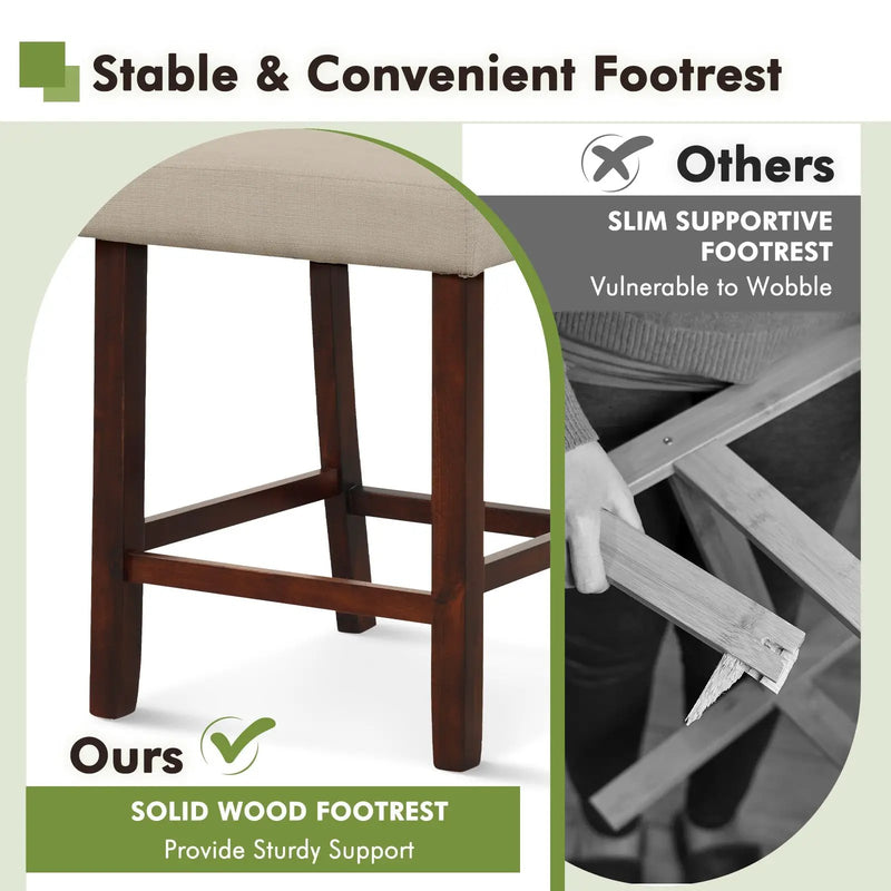 2 Piece Bar Chair Set with Hollowed Back and Rubber Wood Legs by DirectDeals