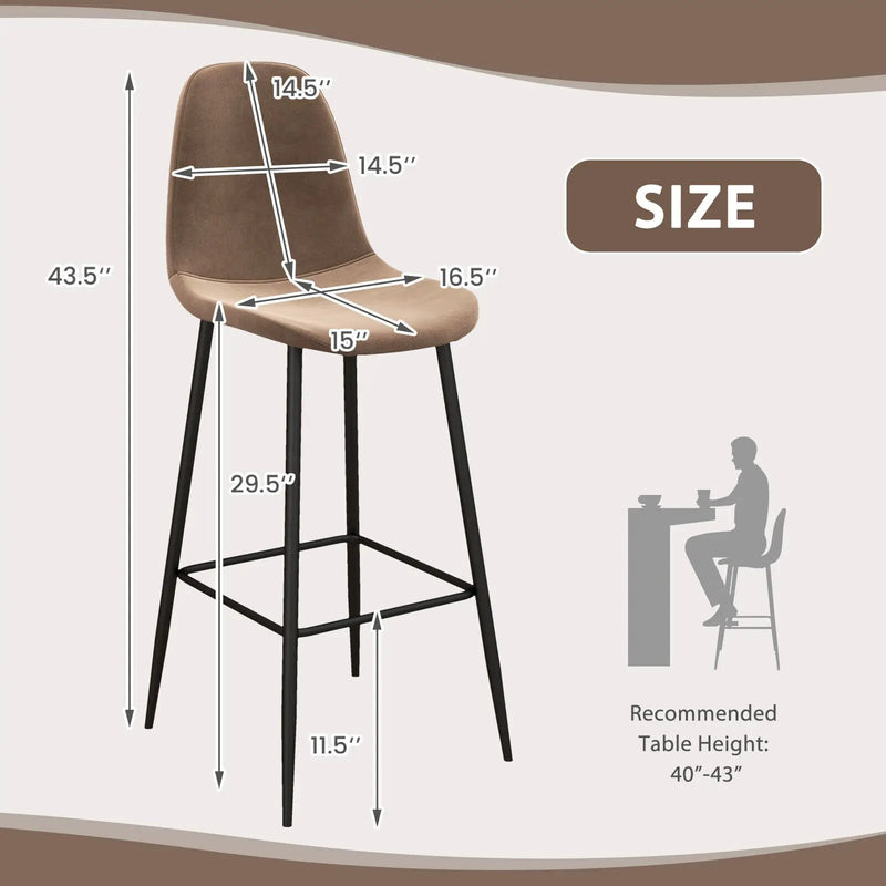 29.5 Inches High Back Bar Stools Set of 2 by DirectDeals