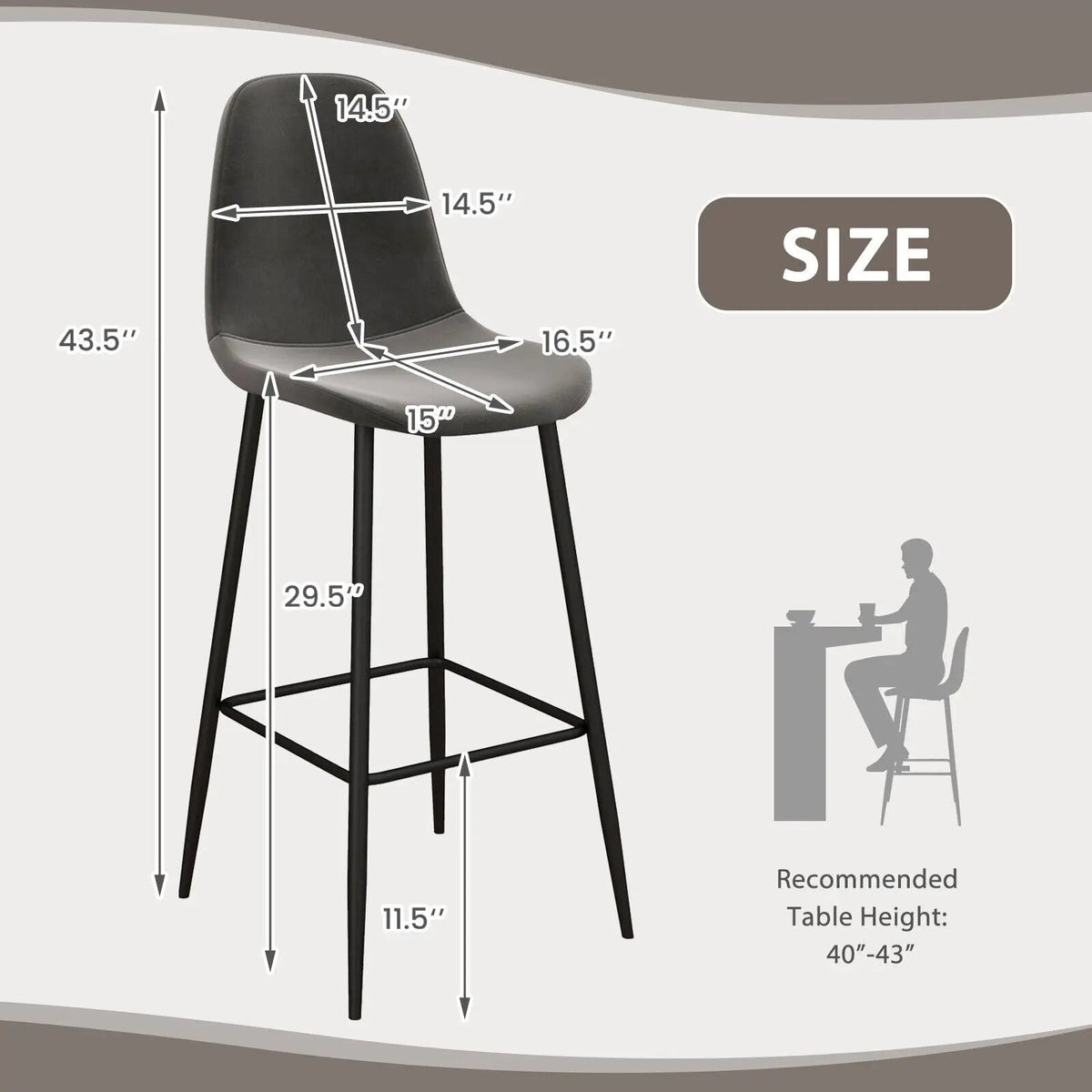 29.5 Inches High Back Bar Stools Set of 2, photo 8 of 14