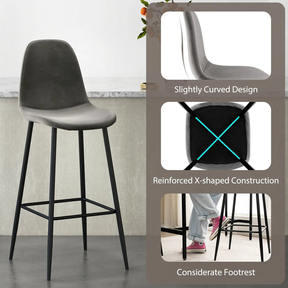 29.5 Inches High Back Bar Stools Set of 2, photo 14 of 14