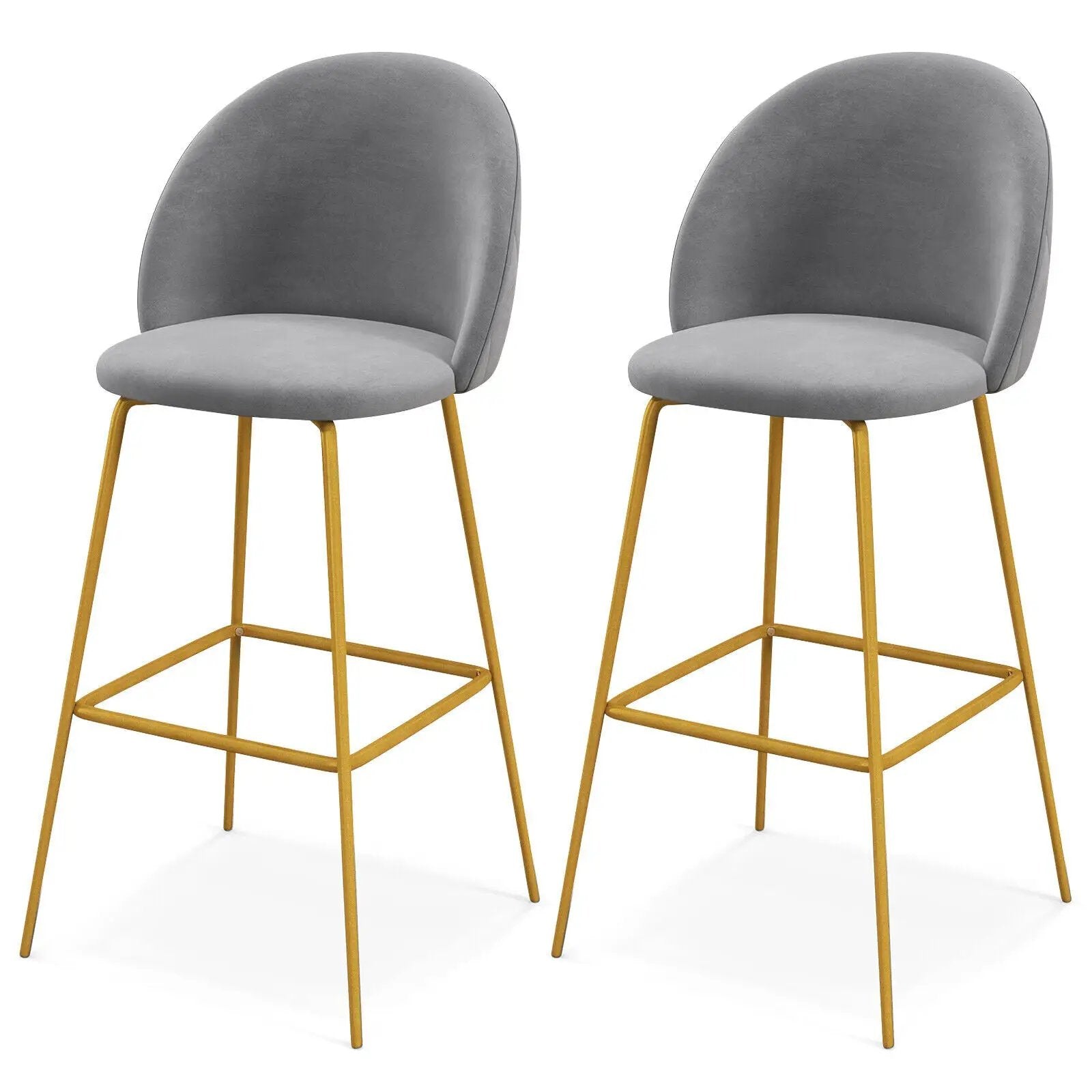 29 Inches Set of 2 Bar Stoolswith Padded Seats-Gray by DirectDeals