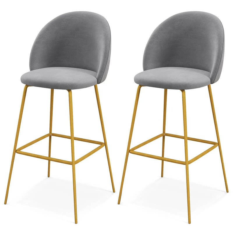 29 Inches Set of 2 Bar Stoolswith Padded Seats-Gray by DirectDeals