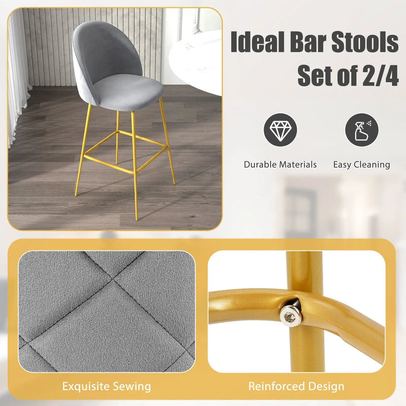 29 Inches Set of 2 Bar Stoolswith Padded Seats-Gray by DirectDeals