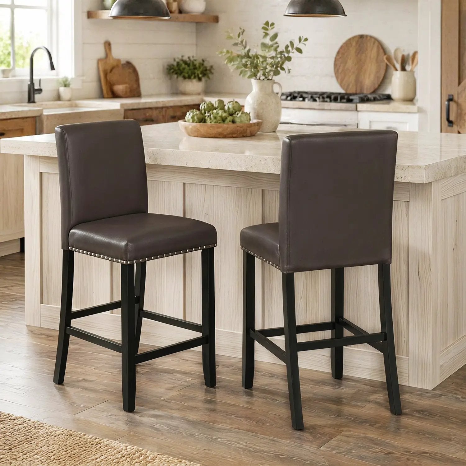 Bar Stools with Back Set of 2 - 25.5" Counter Height by DirectDeals