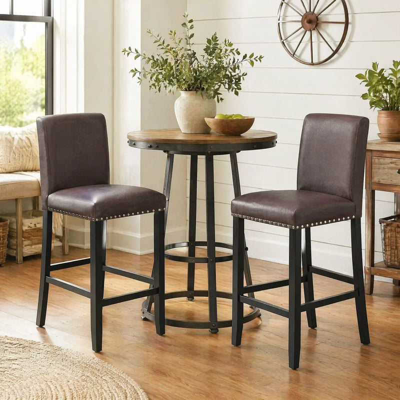 Bar Stools with Back Set of 2 - 25.5" Counter Height by DirectDeals
