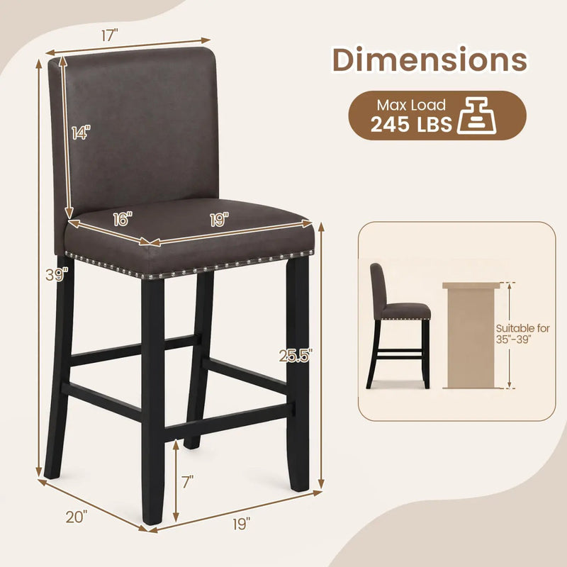Bar Stools with Back Set of 2 - 25.5" Counter Height by DirectDeals