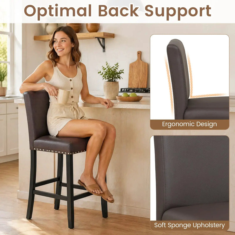 Bar Stools with Back Set of 2 - 25.5" Counter Height by DirectDeals