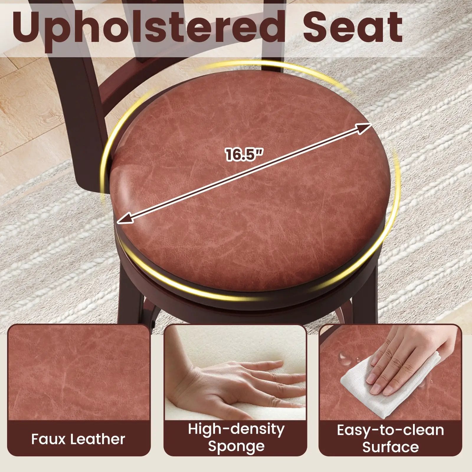 Set of 2 Counter Height Swivel Barstools with High Backs and Footrests by DirectDeals