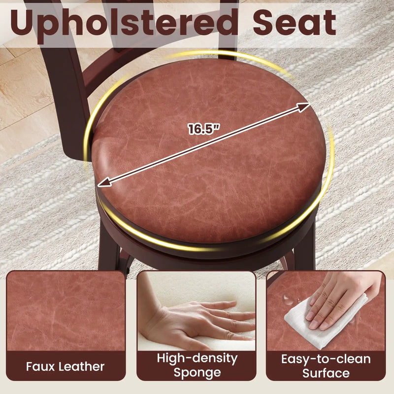 Set of 2 Counter Height Swivel Barstools with High Backs and Footrests by DirectDeals