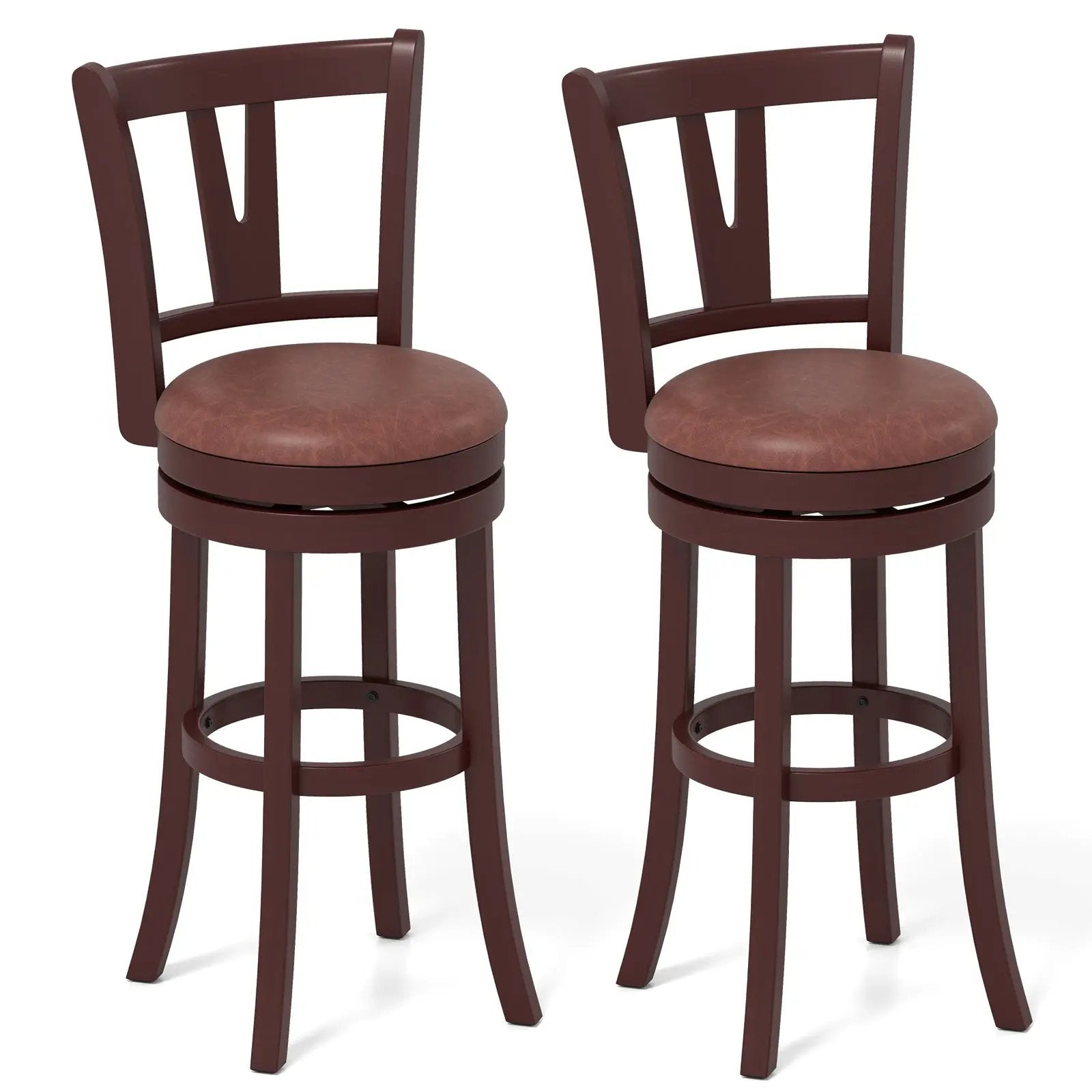 Set of 2 Counter Height Swivel Barstools with High Backs and Footrests by DirectDeals
