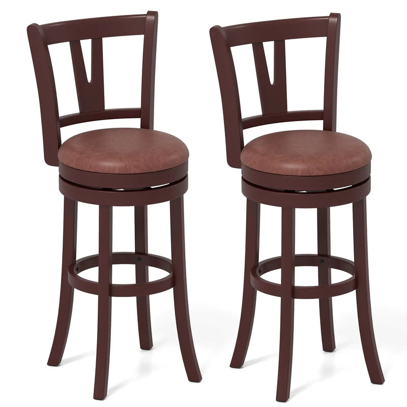 Set of 2 Counter Height Swivel Barstools with High Backs and Footrests by DirectDeals