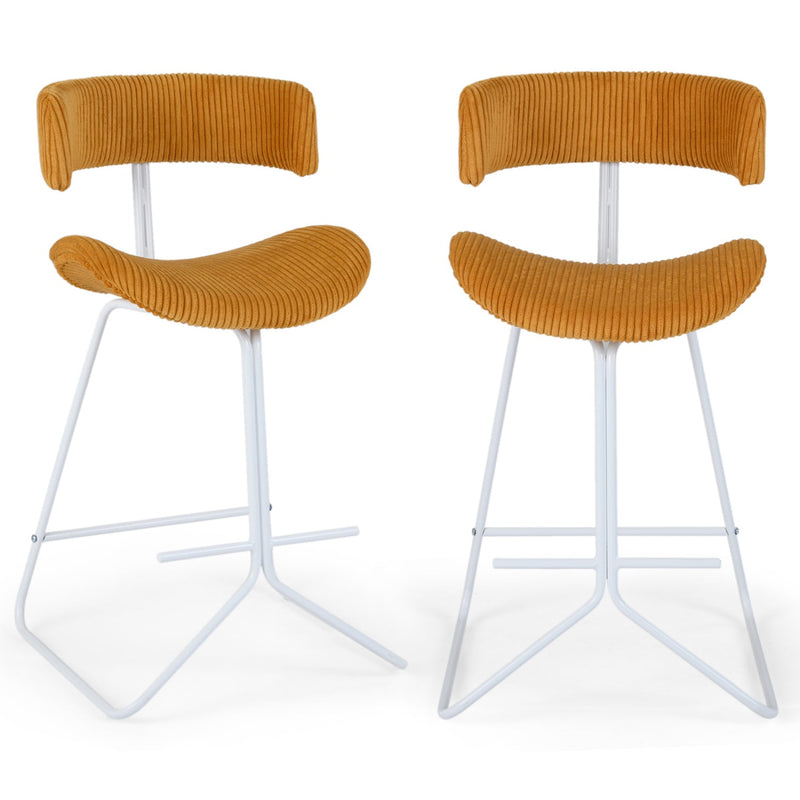 Set of 2 Counter Height Stools 25 Inch Armless Barstools with Padded Seat and Footrest by DirectDeals