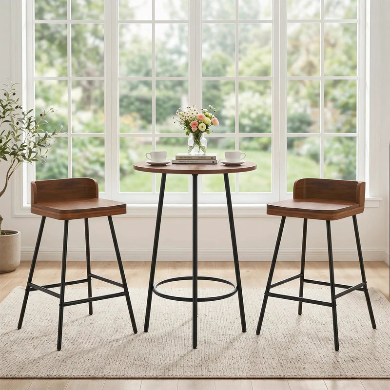 Counter Height Bar Stool Set with Low Back and Footrest by DirectDeals