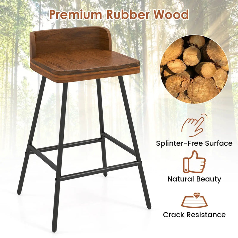 Counter Height Bar Stool Set with Low Back and Footrest by DirectDeals