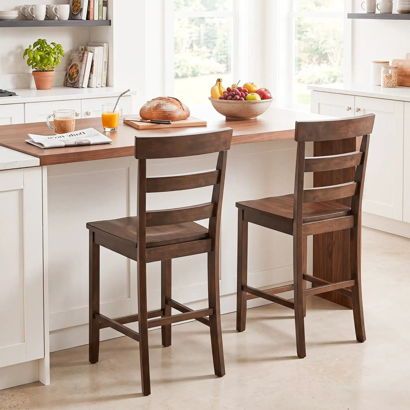 Counter Height Bar Stools Set of 2 - Rubber Wood Frame by DirectDeals