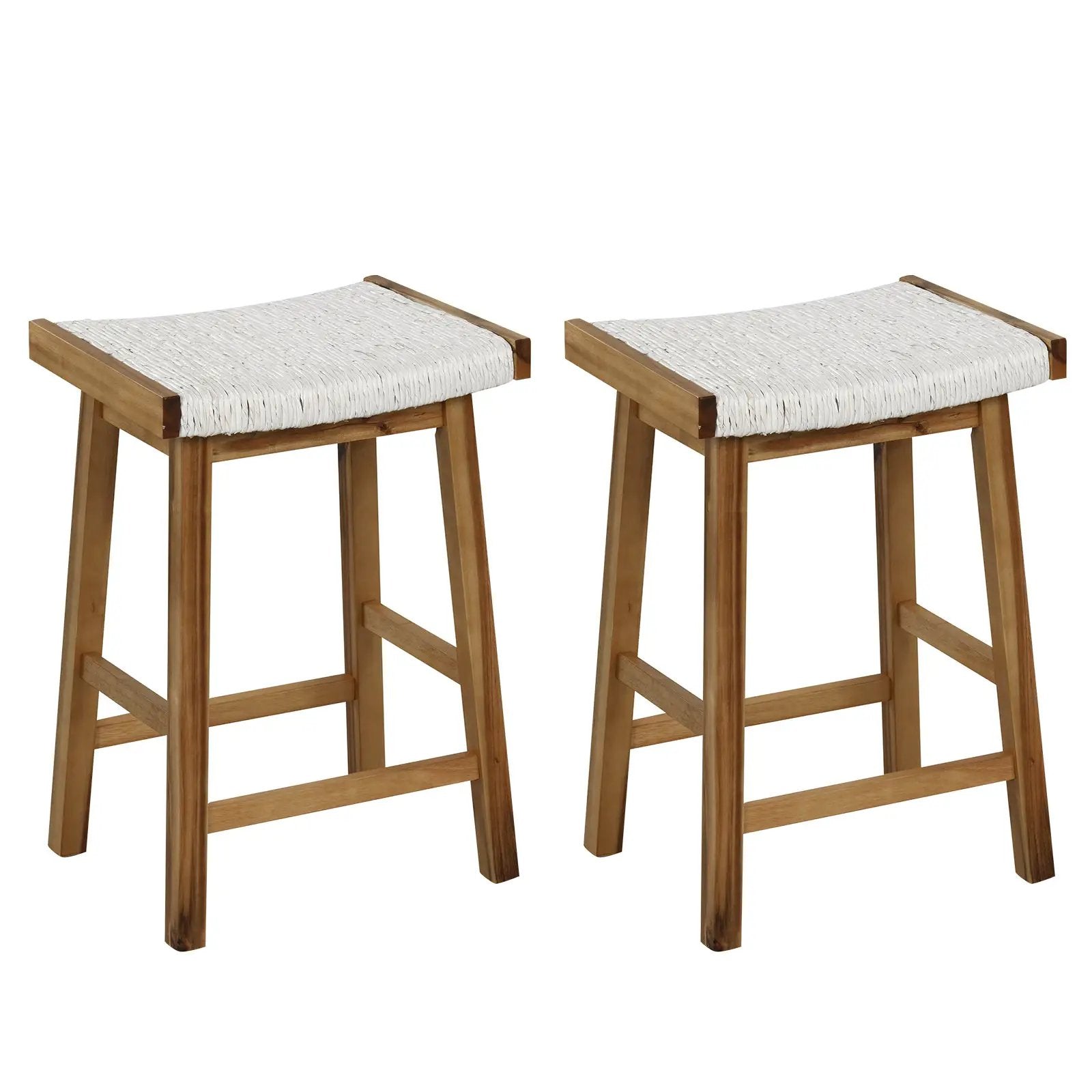 Set of 2 25.5 Inch Dining Bar Stool with Seaweed Woven Seat by DirectDeals