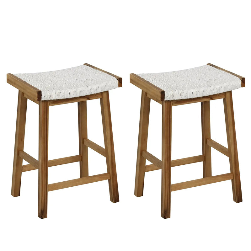 Set of 2 25.5 Inch Dining Bar Stool with Seaweed Woven Seat by DirectDeals