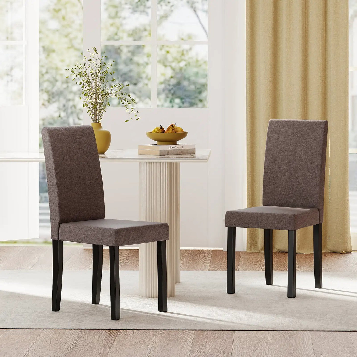 Set of 2 Dining Chair Mid-Century Modern Fabric Upholstered Parson Chairs by DirectDeals