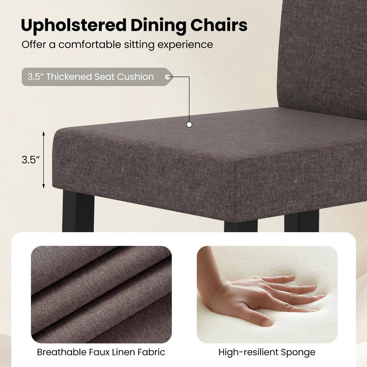 Set of 2 Dining Chair Mid-Century Modern Fabric Upholstered Parson Chairs by DirectDeals