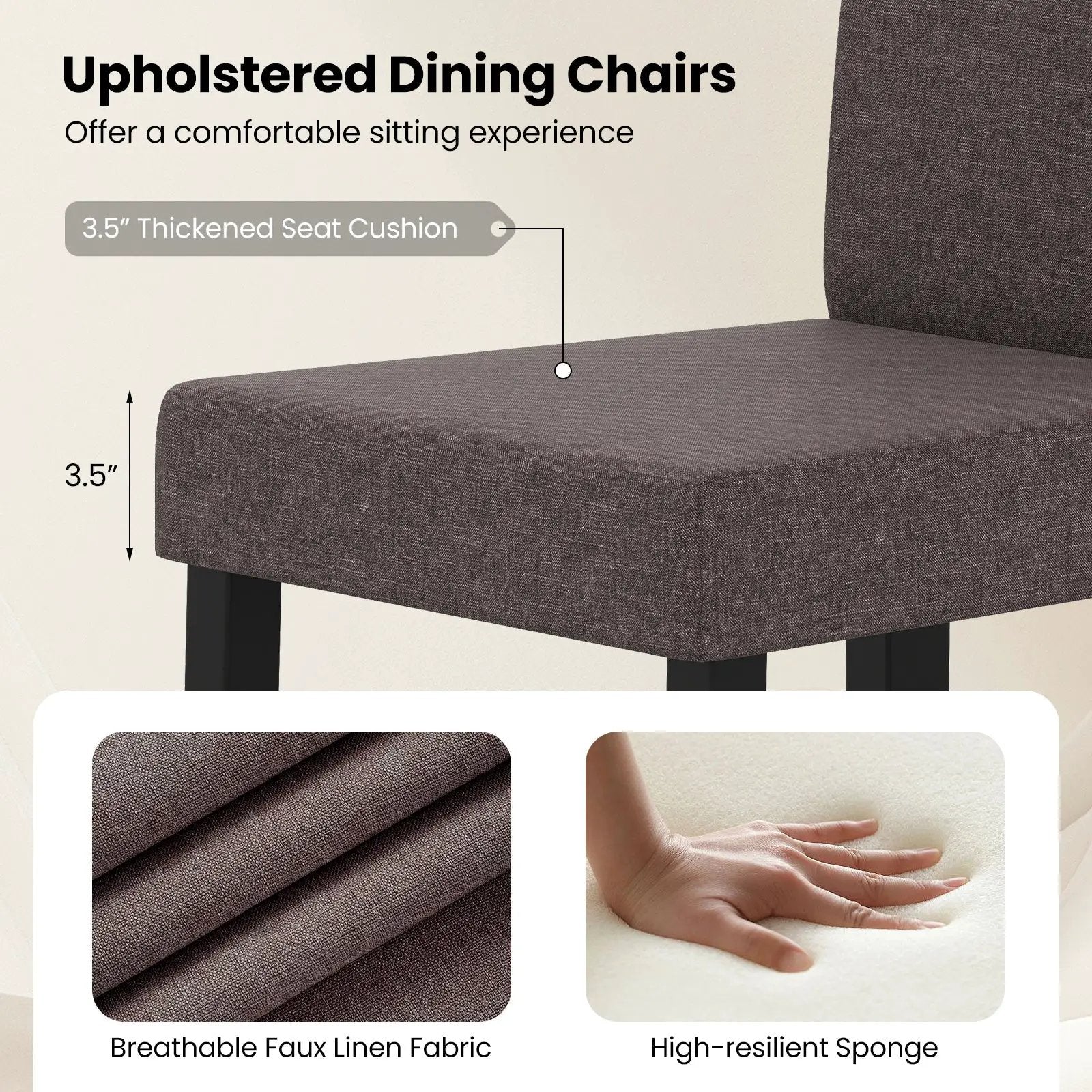 Set of 2 Dining Chair Mid-Century Modern Fabric Upholstered Parson Chairs by DirectDeals