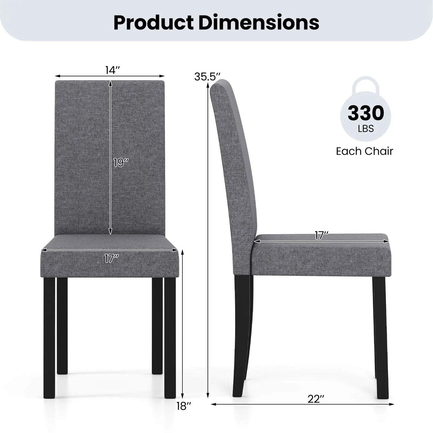 Set of 2 Dining Chair Mid-Century Modern Fabric Upholstered Parson Chairs by DirectDeals