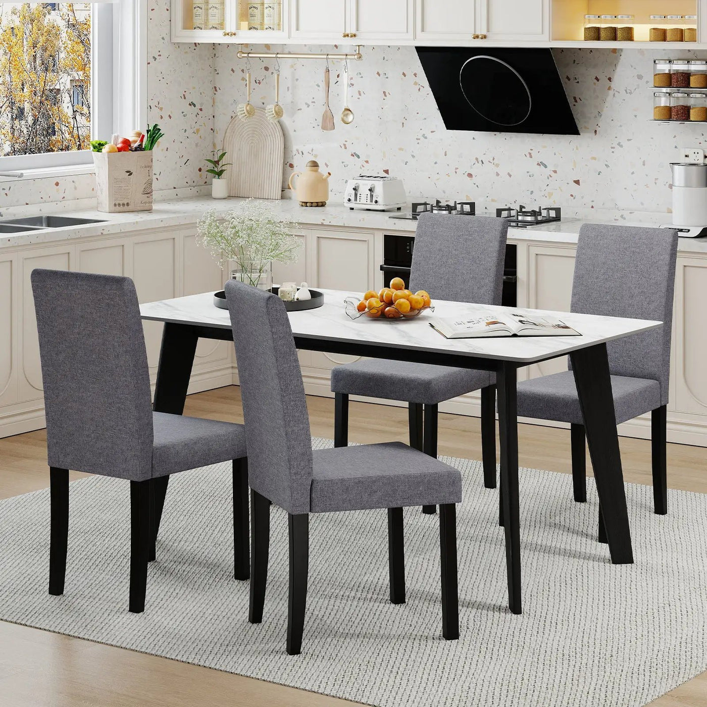 Set of 2 Dining Chair Mid-Century Modern Fabric Upholstered Parson Chairs by DirectDeals
