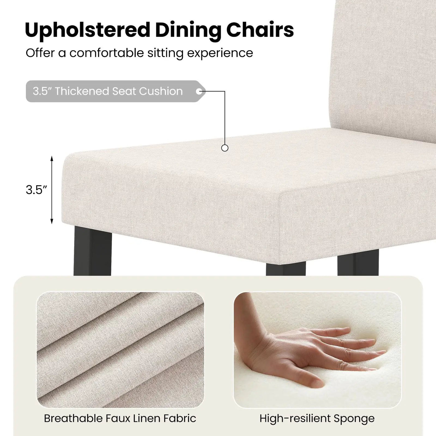 Set of 2 Dining Chair Mid-Century Modern Fabric Upholstered Parson Chairs by DirectDeals